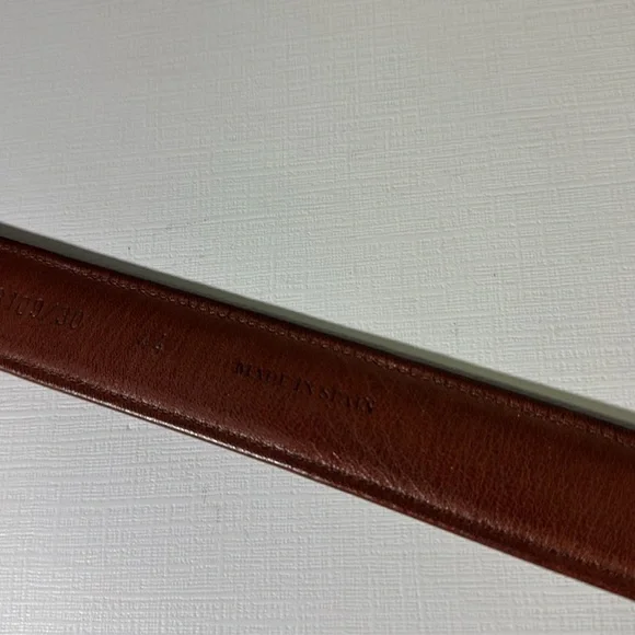 Mezlan mens 44 brown leather metal tipped luxury belt made in Spain EUC